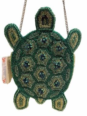 Viral Green Beaded Turtle Crossbody Bag -